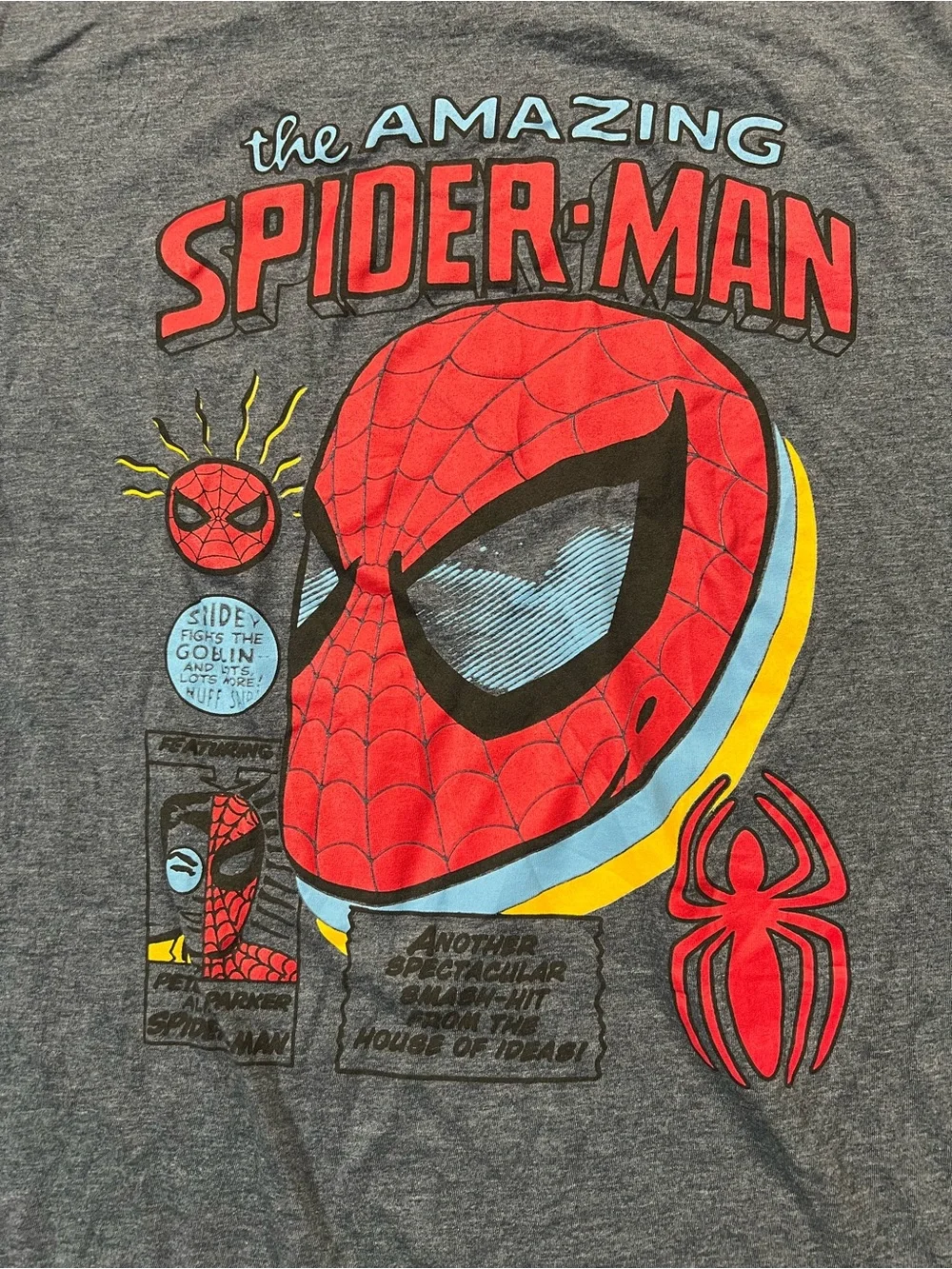 Marvel The Amazing Spider-Man Graphic T-Shirt Men’s Large Blue Gray Comic Tee